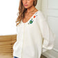 Davi & Dani Garden on my Sleeve Flower Embroidered Button Up Long Sleeve Cardigan