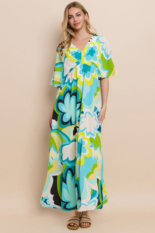 ODDI I'll Bring The Flowers Printed Slit Maxi Dress