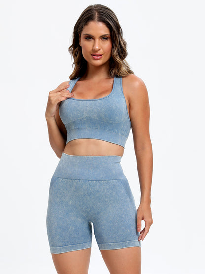 Training Day Scoop Neck Wide Strap Top and Shorts Active Set