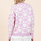 Mittoshop Bringing A Little Love Checkered Heart Button Down Cardigan