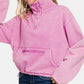 Zenana Cozy In The Cabin Acid Wash Fleece Half Snap Sweatshirt with Pocket in Mauve