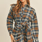 Mable Timeless in Plaid Flannel Front Tie Button Down Shirt Dress