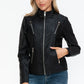 Snobbish Ready To Own The Night Faux Leather Zip Up Mock Neck Jacket in Black