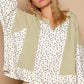 POL A Touch of Sunshine Waffle Knit Floral Notched Neck Long Sleeve Top in Sage