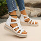 Bright Mind Cutout Rhinestone Trim Wedge Sandals