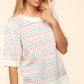 Haptics Vibrant Beauty Half Sleeve Multi Color Knit Top