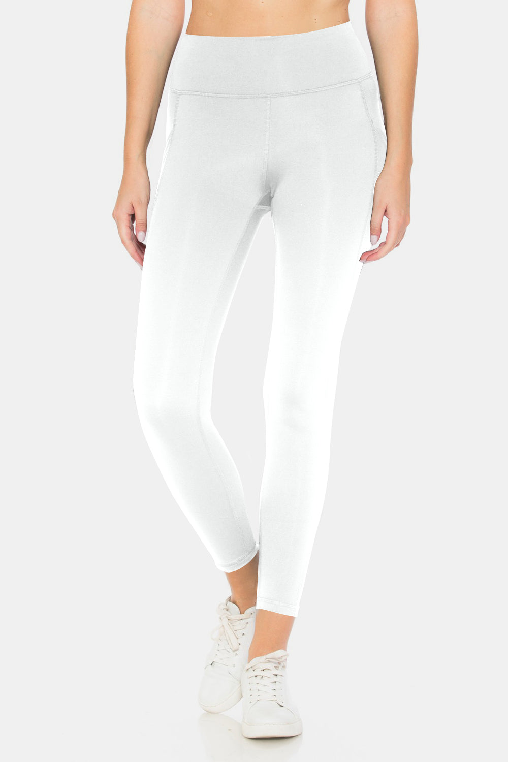 Leggings Depot Reflections High Waist Leggings with Pockets in White