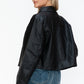 Snobbish Snapping My Way Snap Down Long Sleeve PU Leather Jacket in Black