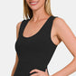 Zenana My Best Vibe Cropped Padded Seamless Tank in Black