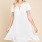 Culture Code Saving You Time Short Sleeve Ruffled Asymmetric Hem Dress in Soft White