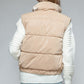 Snobbish Me and My Puffer Fine Fur Lining Quilted Vest in Iced Coffee