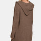 Zenana My Way Hooded Open Front Sweater Cardigan in Brown