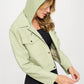Coalition LA Vision Is Everything Snap Down Cropped Hooded Jacket in Mint