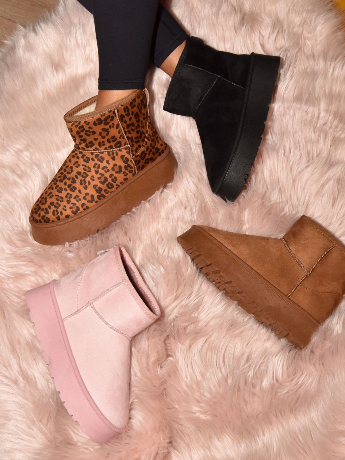 WILD DIVA Cat's Meow Thermal Furry Leopard Platform Booties