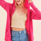 And The Why Take It Next Level Thermal Hooded Open Front Cardigan with Pockets in Fuchsia