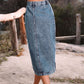 Keeping It Classic Button Down Denim Skirt