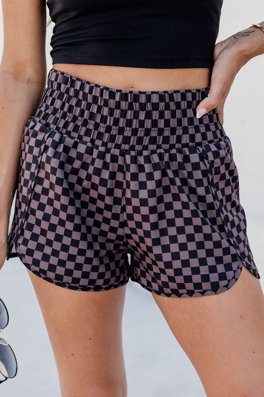 Checkered Cutie Elastic Waist Shorts