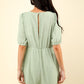 VERY J Date Night Lace Detail Puff Sleeve Romper with Pockets in Sage