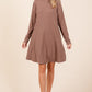 Mittoshop Ready To Go Mock Neck Long Sleeve Dress with Pockets in Cocoa
