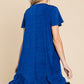 Culture Code Saving You Time Short Sleeve Ruffled Asymmetric Hem Dress in Royal