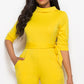 Driven Mock Neck Tie-Waist Half Sleeve Jumpsuit with Pockets