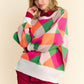 Davi & Dani Enchant Exposed Seam Color Block Dropped Shoulder Sweater