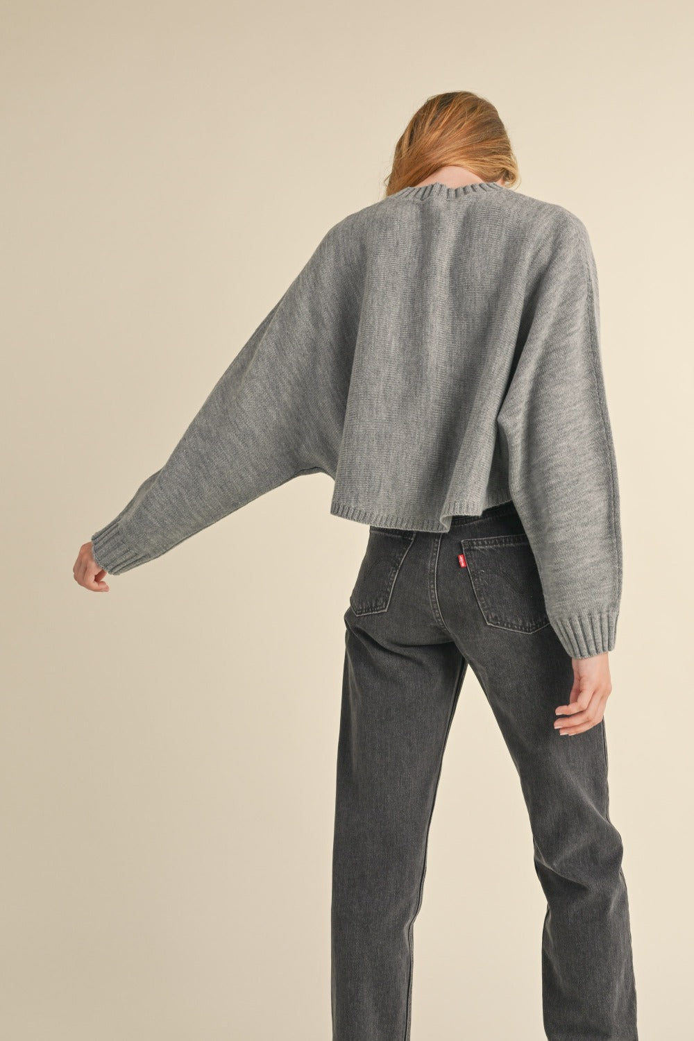 Mable Dolman Days Cropped Sweater in Heather Grey