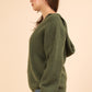 VERY J Keep It Comfy Seam Detail Drop Shoulder Hooded Sweater in Olive