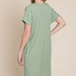 BOMBOM Breezy Day Ribbed Short Sleeve Dress with Pockets