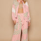 POL Self Expressed Applique Patchwork Zip Up Jacket in Watermelon Pink