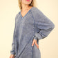 VERY J Oversized Memories Mineral Washed Oversized A-Line Mini Dress in Denim