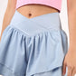 VERY J Unstoppable Pace V-Shaped High Waist Layered Active Shorts in Sky