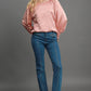 Umgee Perfectly Imperfect Wrinkled Lantern Sleeve Blouse in Blush Pink