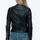 Snobbish Biker Babe PU Leather Zip Up Jacket with Pockets in Black