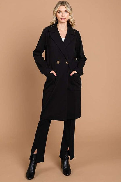 Culture Code Ready To Take On The World Double Breast Lapel Collar Coat