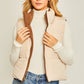 Love Tree Two Faced Zip Up Cropped Contrast Reversible Vest in Cocoa