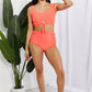 Marina West Swim Sanibel Crop Swim Top and Ruched Bottoms Set in Coral