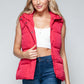 Snobbish Cute and Cozy Snap and Zip Closure Hooded Vest in Magenta