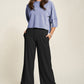 Davi & Dani Wide Awake Wide Leg Mid-Rise Pants in Black