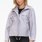 How Dare U My Favorite Layer Drawstring Hem PU Leather Zip Up Jacket in Lilac