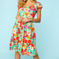 Haptics Minty Fresh Floral Square Neck Short Sleeve Dress with Pockets