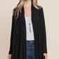 BOMBOM Love Song Open Front Long Sleeve Cardigan in Black
