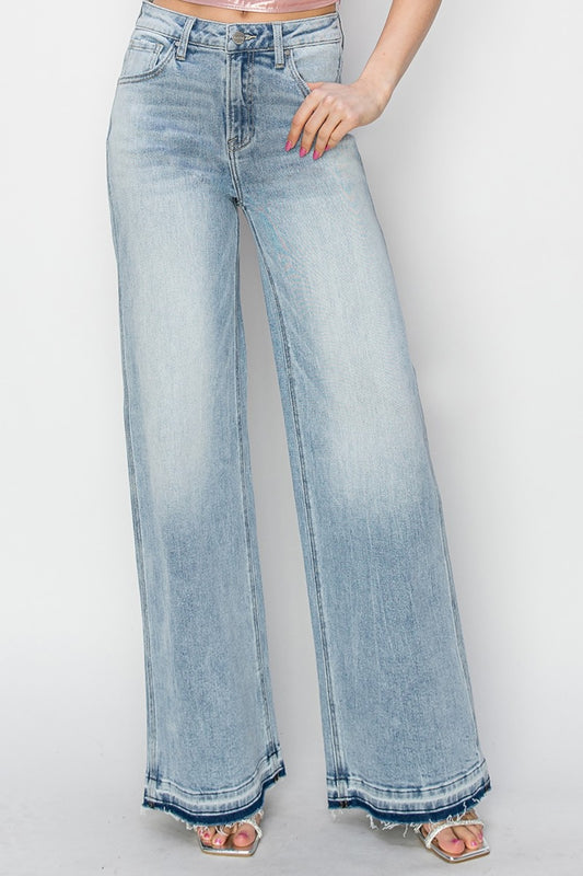 Risen Nadia High Rise Wide Leg Jeans