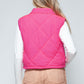 Snobbish Quilted and Cute Snap Down Quilted Crop Vest in Hot Pink