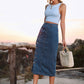 Keeping It Classic Button Down Denim Skirt