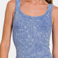 Zenana Chance Of Sun Ribbed Scoop Neck Tank in Light Indigo