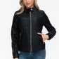 Snobbish Born To Ride PU Leather Biker Jacket with Side Zip Pockets in Black