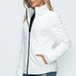 How Dare U Embrace The Chill Pocketed Zip Up Puffer Jacket with Removable Hood in White