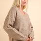 VERY J Keep It Comfy Seam Detail Drop Shoulder Hooded Sweater in Mocha