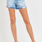 RISEN Giselle High Rise Distressed Hem Denim Shorts